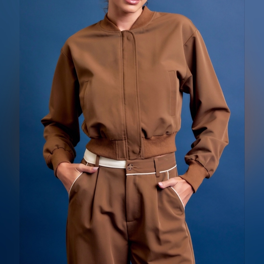 #515021 🛑S,L HIGH END 2pc set Woven Bomber Jacket and Pants Set - Picture 2 of 9